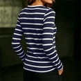 thumbnail image 4 of GUACER Women's Striped V-Neck Long Sleeve Tee Classic Fit Soft Jersey Knit Everyday Casual Tops, 4 of 5