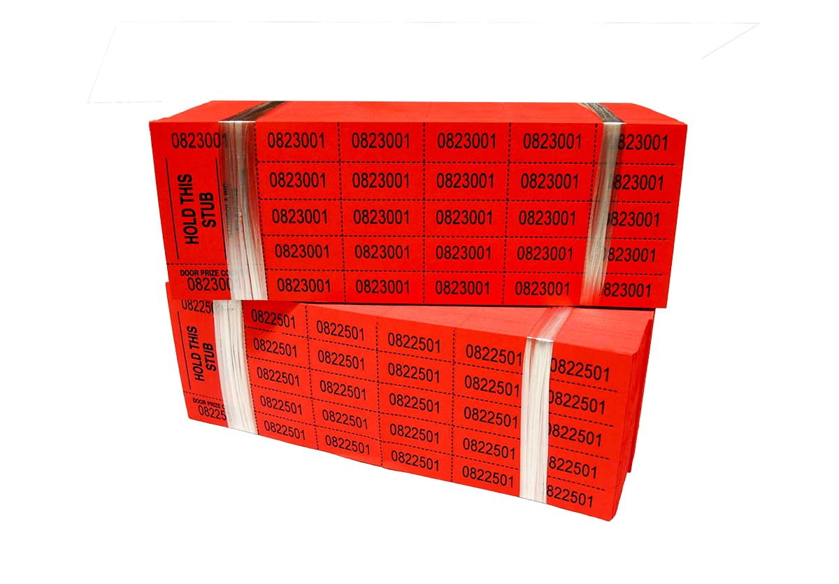 Auction Tickets - 1000 Sheets - Assorted Colors (Red)
