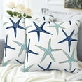 thumbnail image 4 of Throw Pillow Covers Nautical Starfish Pillow Covers 20x20 Inch Set of 2 Navy Blue and Turquoise Sea Stars Throw Pillows Decorative Pillow Cases Cushion Covers for Bedroom Livingroom, 4 of 6
