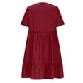 thumbnail image 6 of Admvng Dresses for Women 2025 Summer Casual V-Neck Solid Color Short Sleeve Loose Flowy Pleated Midi Sundress S-3XL, 6 of 9