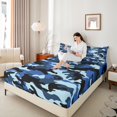 thumbnail image 4 of Castle Fairy Abstract Camouflage Boy 3pcs Twin Sheet Sets,Twin Fitted Sheet,Black Blue Breathable Flat Sheet,Ultra Soft Home Decor, 4 of 7