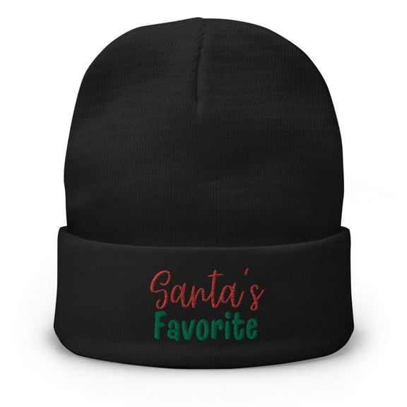 Santa's Favorite Embroidered Beanie (Black)