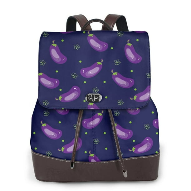 Easygdp Eggplant Mochila de Cuero para Mujeres, Bolso de Hombro, Bolsos de Mano de Moda para Trabajo y Viajes