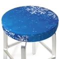 thumbnail image 3 of Balery Blue Christmas With Snowflakes Fundas de asiento para taburete de bar redondo de tela de terciopelo ajustables que protegen de arañazos y manchas para sillas de 14 a 17 pulgadas.-14 inch, 3 of 7