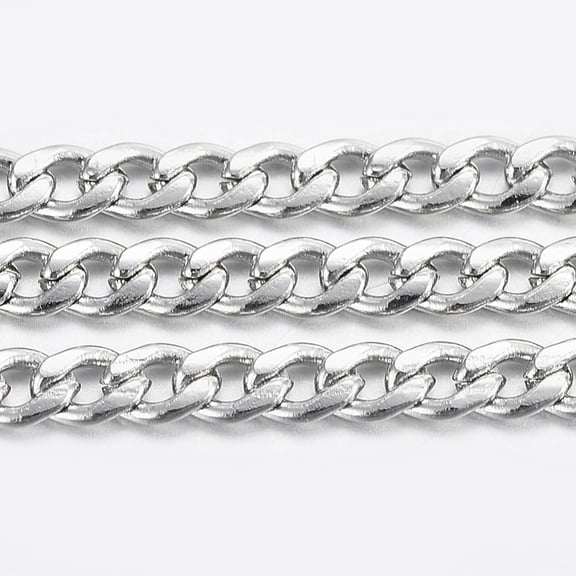 1 Roll Tarnish Resistant 304 Stainless Steel Curb Chains Twisted Chains Unwelded with Spool Stainless Steel Color 3x2x0.6mm 32.8 Feet(10m)/roll