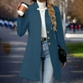 thumbnail image 4 of Womens Long Coat Warm Button Peacoat Jacket Notched Dressy Trench Coats Fall Winter Outerwear Blue S, 4 of 9