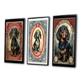 thumbnail image 3 of Designart "Retro Stamp Cute Dachshund Illustration I" Animals Dog Daschund Framed Wall Art Set Of 3 - Black Dog Daschund Frame Gallery Wall Set For Home Decor, 3 of 6