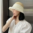thumbnail image 3 of CoCopeaunts Womens Bucket Hat Dome Straw Hats Summer UV Protection Sun Cap Fisherman Hat Foldable Panama Cap Female Outdoor Beach Visor Hat, 3 of 6
