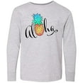 thumbnail image 3 of Inktastic Aloha- in cursive with pineapple rainbow colors Long Sleeve Youth T-Shirt, 3 of 5
