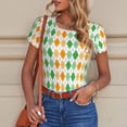 thumbnail image 6 of Balery St. Patrick's day argyle Women's Short Sleevee Crew Neck Bodysuit Tops Short Sleeve Tops Basic-X-Large, 6 of 7