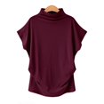 thumbnail image 2 of HAJWOH Women's Half Turtleneck Sleeve T-Shirt Solid Color Mock Neck Dolman Short Sleeve Top Casual Fashion Loose Shirt, 2 of 6