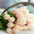 thumbnail image 5 of 30 Piezas de Flores de Tulipanes Artificiales Tulipanes de Tacto Real Ramo de Tulipanes de PU de Holanda Falsa Flor de LáTex TulipáN Blanco (Rosa Claro), 5 of 5