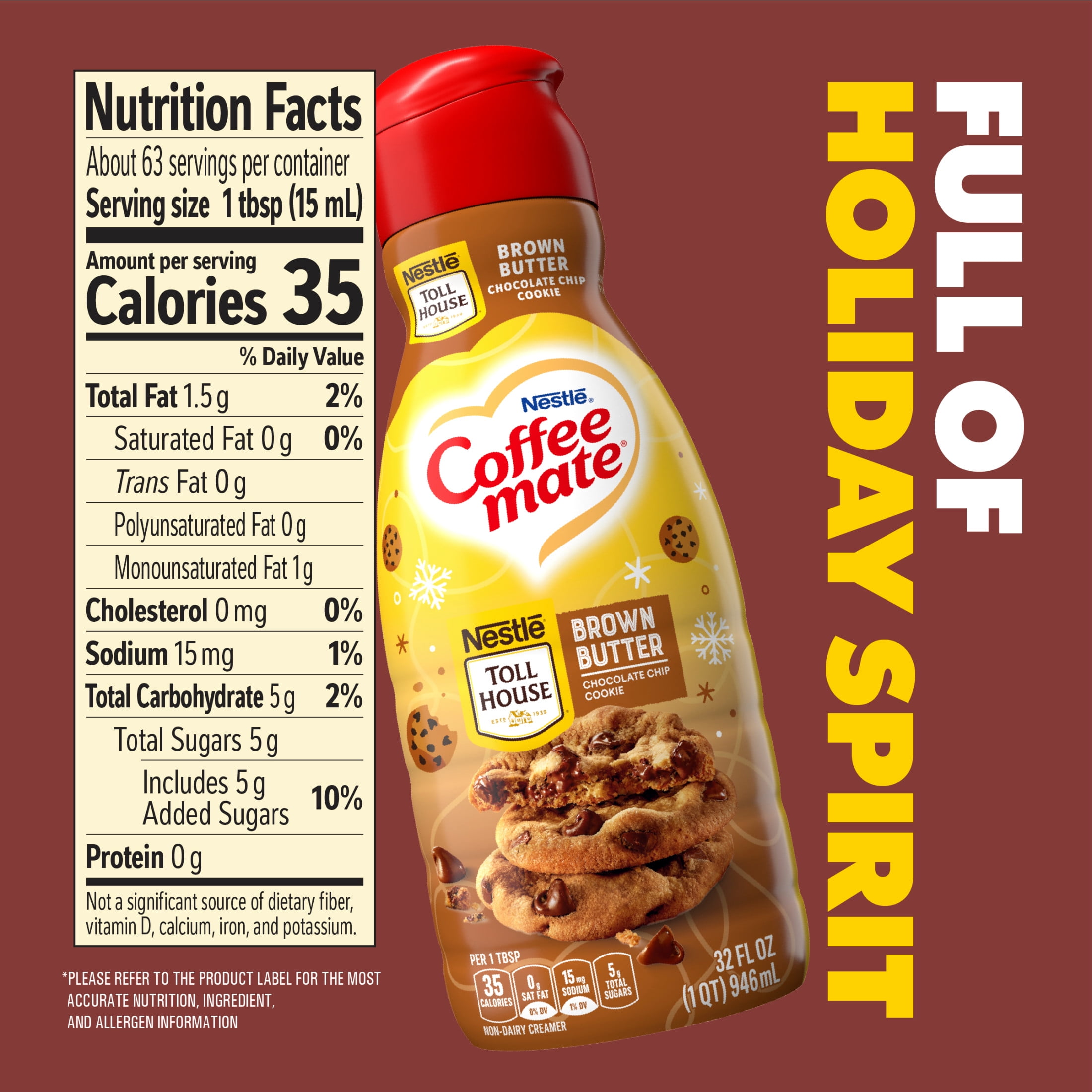 Coffee mate Toll House Brown Butter Chocolate Chip Cookie Coffee Creamer, 32 fl oz