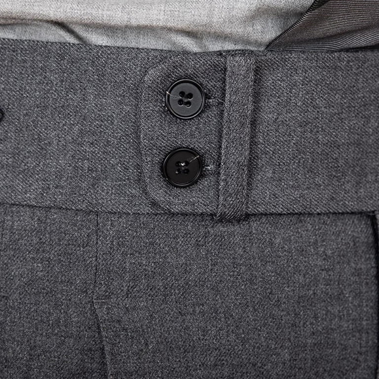 JUUYY Mens Suit Pants Casual Business Office Work Formal Trousers with  Pockets Solid Cotton Flat Front Straight-Leg Dress Pants Dark Gray L -  Walmart.com