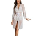 thumbnail image 2 of Njagoc3 Women's Long Sleeve Sheer Robe Set - Solid Color, Elegant Style, Nightwear & Special Occasion Wear, 2 of 4