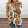 thumbnail image 2 of Chocolate Chip Cookie Womens Summer V Neck Zipper Top Short Sleeve T Shirt Off Shoulder Top Casual Classy Loose Shirts, 2 of 7