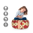 thumbnail image 2 of Boho Storage Toy Bag Chair, Print of Turkish Oriental Zigzags Folk Geometric Layout, Stuffed Animal Organizer Washable Bag, Large Size, Vermilion and Multicolor, by Ambesonne, 2 of 3