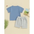 thumbnail image 4 of Bslissey Toddler Baby Boys Summer Clothes Short Sleeve Letter Print T-shirt Tops + Elastic Waist Shorts 2Pcs Outfits 6M 12M 18M 24M 3T Infant Casual Short Pants Sets, 4 of 9