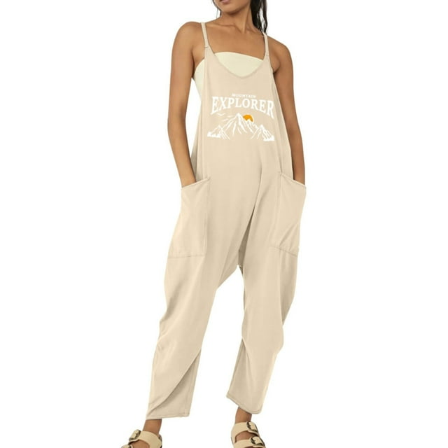 Cathalem Jumpsuits for Women Plus Size One Piece Workout Active Tracksuits Sweatsuits,Beige XXL