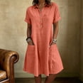 thumbnail image 4 of Bosfbaoi Dresses for Women Casual A-Line Tunic Dress Collared Neck Short Sleeve Shirt Dress with Pockets Summer Dresses for Women 2026, 4 of 6
