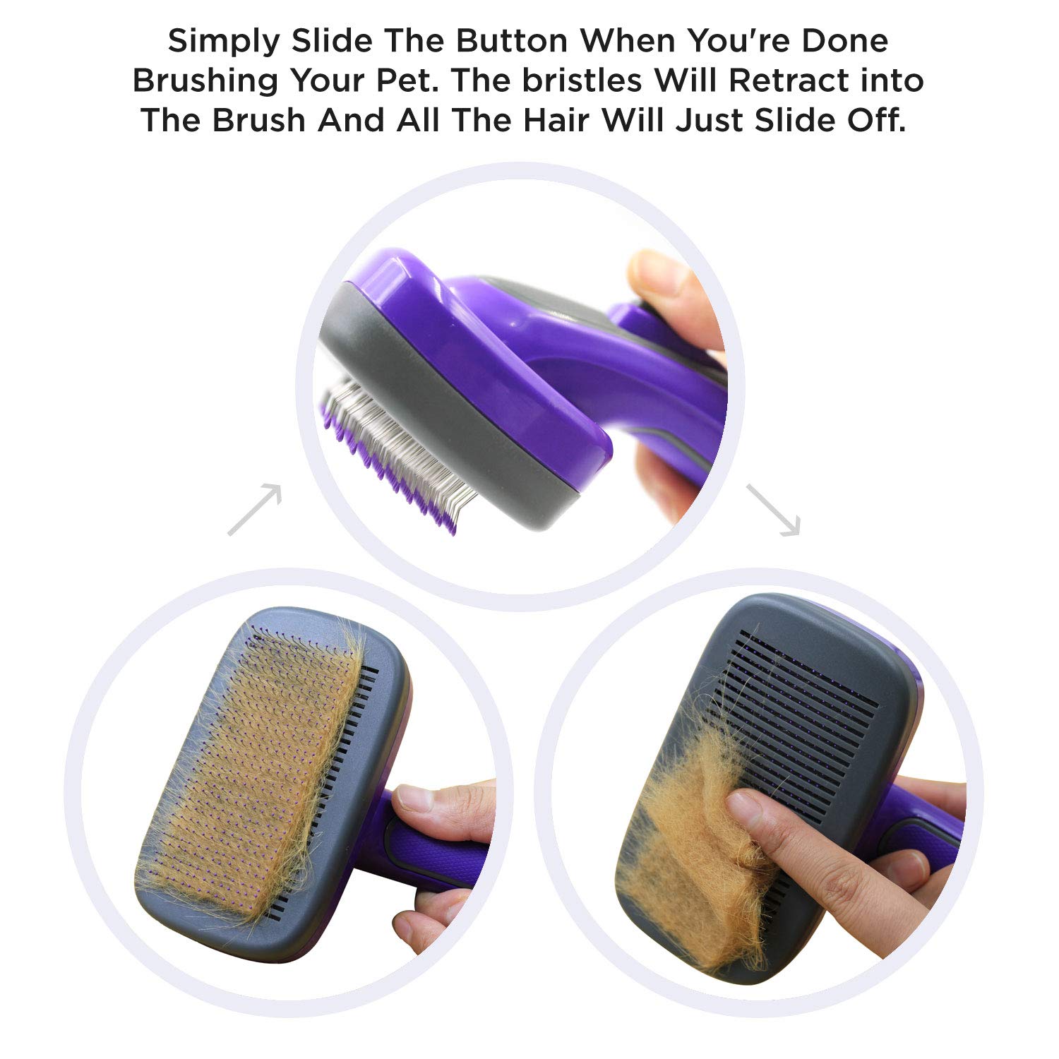 Hertzko Self Cleaning Slicker Brush For Dogs & Cats - Gentle On Pets