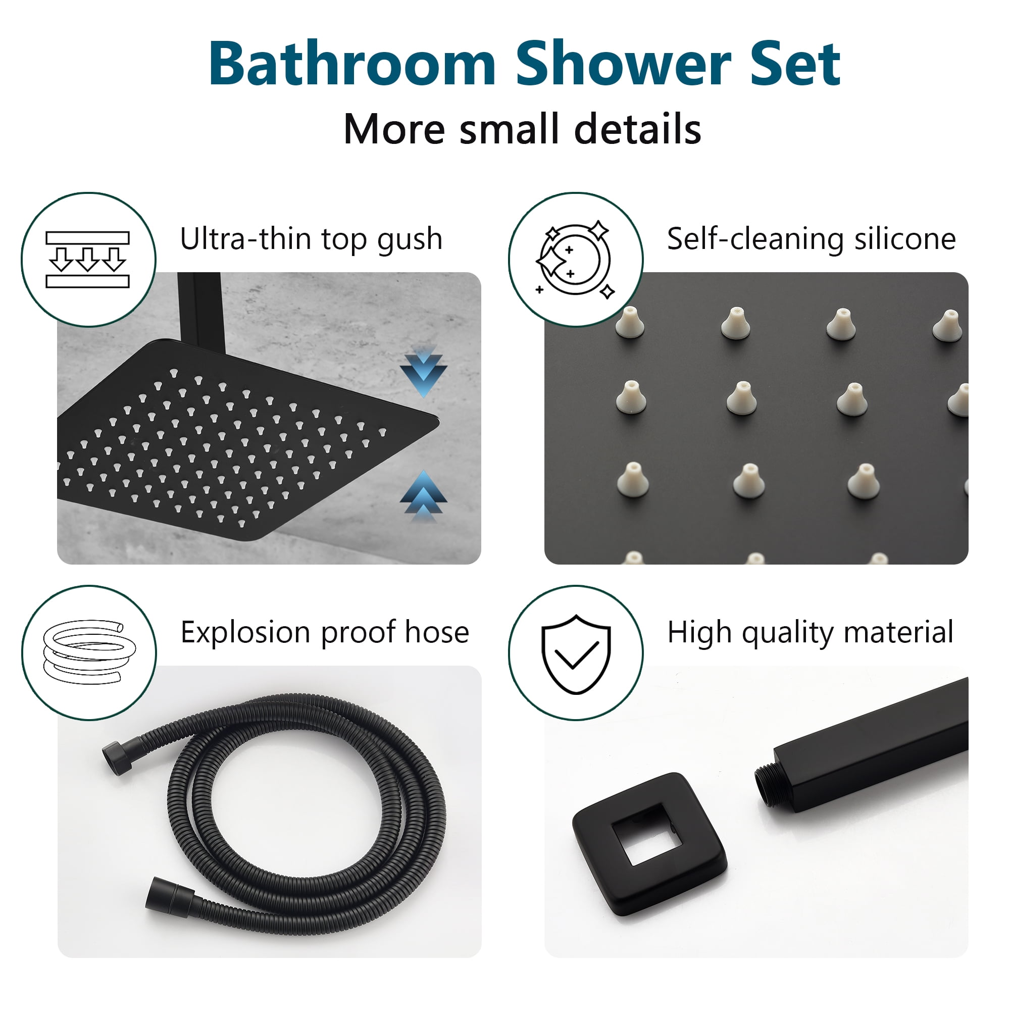 10 Inch Bathroom Luxury Rain Mixer Complete Combo Set Ceiling-Mounted Rainfall Shower Head and Handle System
