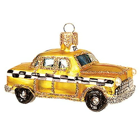Pinnacle Peak Trading Co Pinnacle Peak Glass Miniature New York City Taxi Christmas Ornament