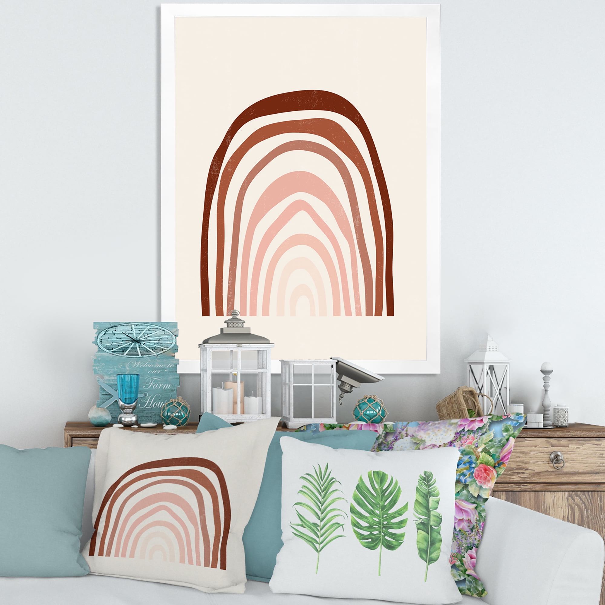 Designart 'Terracotta Minimalist Boho Art Rainbow I' Modern Framed Art Print