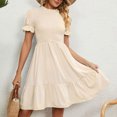 thumbnail image 6 of IROINNID Summer For Women 2023 Leisure Fashion Solid Color Short Puff Sleeve Comfy Dress Clearance, 6 of 8