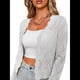thumbnail image 1 of Chaqueta Cárdigan de Punto con Cuello en V y Larga para Mujer, Suéter Chal de Punto Sin Botones. Gris S, 1 of 8
