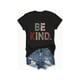 thumbnail image 1 of [Chic Letter Print Tee] Comfy Chic Letter Be Kind Print Tee - Women's Casual Short Sleeve Crew Neck T-shirt for Everyday Wear & Stylish Layering,Black T-shirt,Short Sleeve, 1 of 7