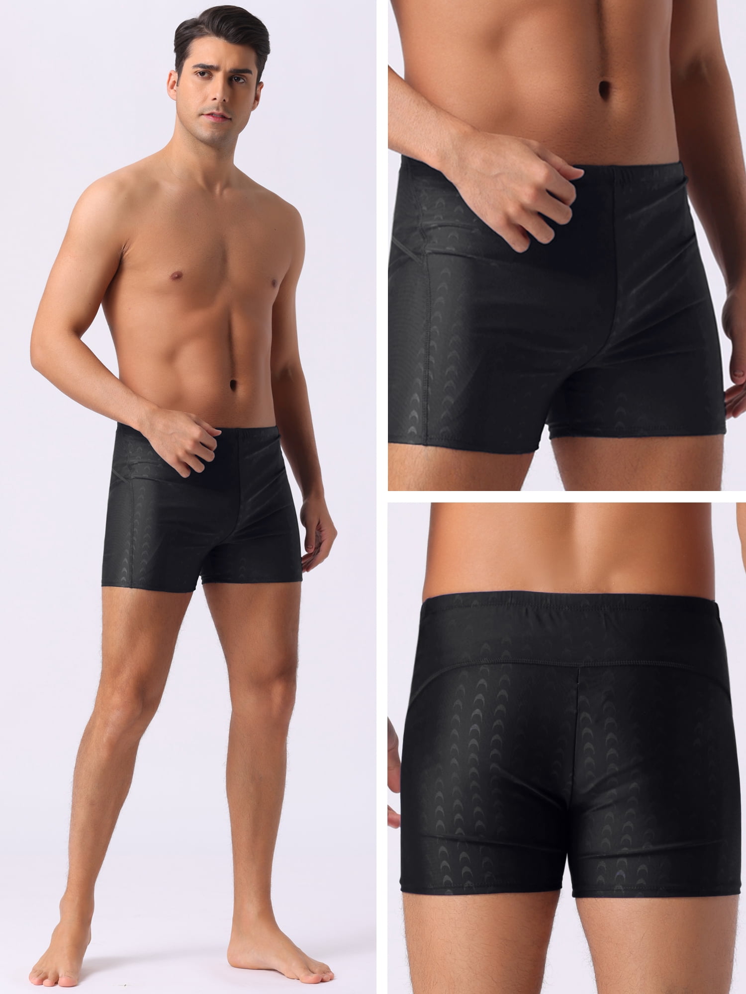 DARING DIVA Men's Casual Summer Elastic Waist Swimming Training Swim Trunks 34 Black