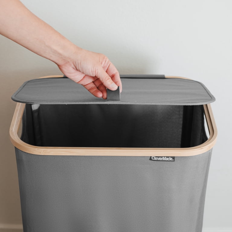 Foldable Laundry Hamper With Lid, 90L Capacity, Shadow Gray photo 8