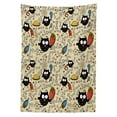 thumbnail image 3 of Ambesonne Cartoon Tablecloth Rectangular Table Cover, Hungry Owls Eating, 52"x70", Black Multicolor, 3 of 4