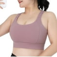 thumbnail image 3 of Padded Bralette Women Strap Plus Size Sports Underwear Pullover Bra Shockproof Yoga Bralettes Bra V-Neck Padded Bra Feature Hook and Eye Closure T-Shirt Bra Style Y-557 , Purple XL, 3 of 6