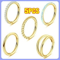 5Pcs 18G 16G Surgical Steel Nose Rings Hoop for Women Opal CZ Clicker Hinged Septum Nose Ring Lip Helix Cartilage Hoop Earring Piercing Jewelry for Women