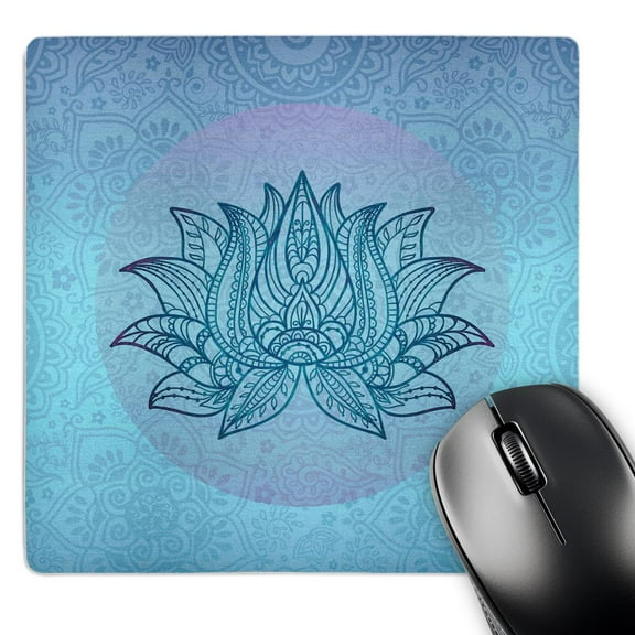 3dRose, Lotus Flower Symbol Illustration Light Blue Aqua Tones, MousePad