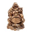 thumbnail image 2 of Figura de Buda sonriente, adorno Feng Shui, estatua para sentarse, riqueza y buena suerte para el hogar. Bronce, 2 of 9