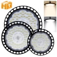 thumbnail image 2 of Foco LED de gran altura de 220 V CA, 100 W, 150 W, 200 W, SMD2835, 4000 K, 6000 K, alto brillo, para uso comercial, industrial, para garajes y talleres, lámparas OVNI, 2 of 5