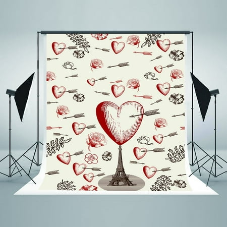 Image of MOHome Romantic Heart-shaped Background of 5x7ft of Wedding Photography Background is