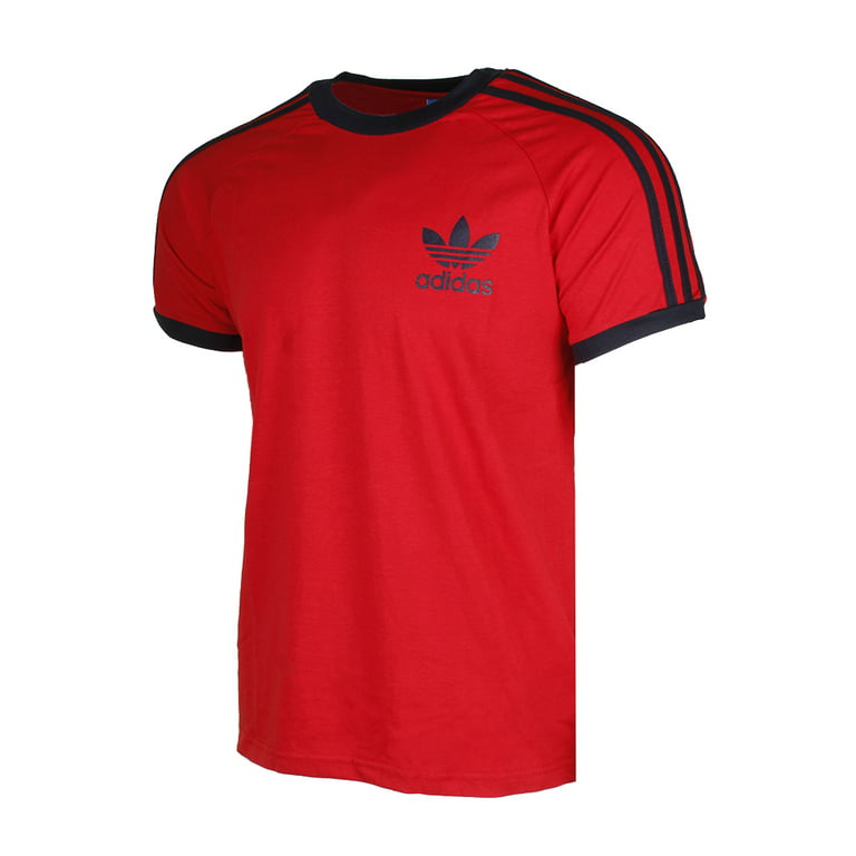 Adidas Men's Original Short Slv Stripe T-Shirt Red M - Walmart.com