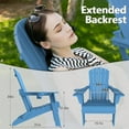 thumbnail image 3 of Folding Adirondack Chair, SGS Tested, Wooden Textured with Cup Holder, Heavy All-Weather HDPE Comfortable Set Poolside Backyard Lawn Navy Blue, 3 of 8