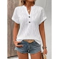 thumbnail image 4 of T Shirts For Women White Womens Tops Fashion V Neck With Mesh Cut Out Short Sleeved Elegan Casual Pullover Daily Comfortable Summer Tops, 4 of 7