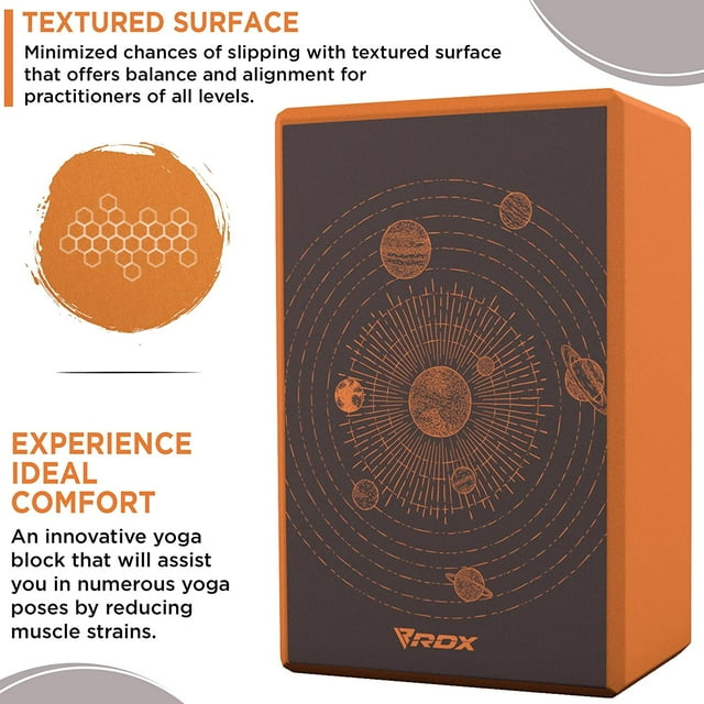RDX Yoga Block Set, Non-Slip High-Density Eva Foam Brick for Pilates Flexibility Body Balance, Easy Grip Surface for Stability Strength Training Deepen Poses Exercise Office Home Gym, 23x15x9.8CM