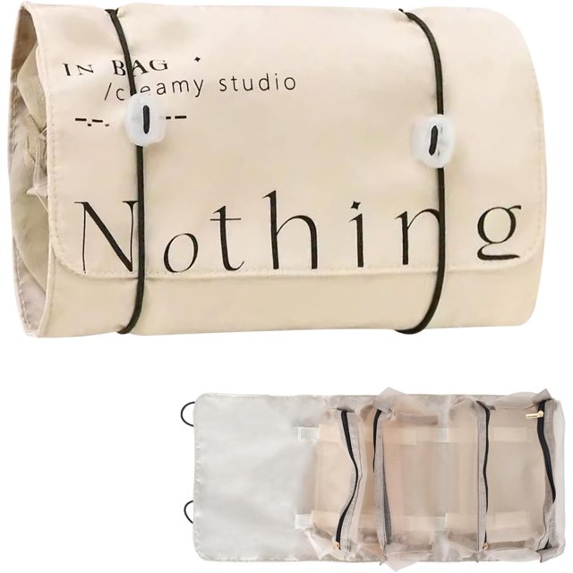 Neceser extraíble, organizador de maquillaje para colgar en el baño, 4 en 1, portátil, extraíble, para viajes, estilo informal, color blanco