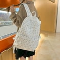 thumbnail image 5 of Polka Dots School Backpack, Multi-layer Backpack with Pendant, Spacious Bag for Shopping Work College, Black, 5 of 9