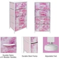 thumbnail image 4 of ZXNYH Fabric Dresser for Kids Bedroom - Chest of 5 Drawers, Tall Storage Tower, Clothing Organizer, for Closet, for Playroom, for Nursery, Steel Frame, Fabric Bins - Wood Handle (Pink), 4 of 6