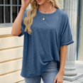 thumbnail image 4 of Summer Tops for Women 2024 Clearance! Mgmyaa Women T-Shirts Plus Size Crew Neck Short Sleeve Tops Funny Fashion Solid Color Fit Casual Tees, 4 of 7