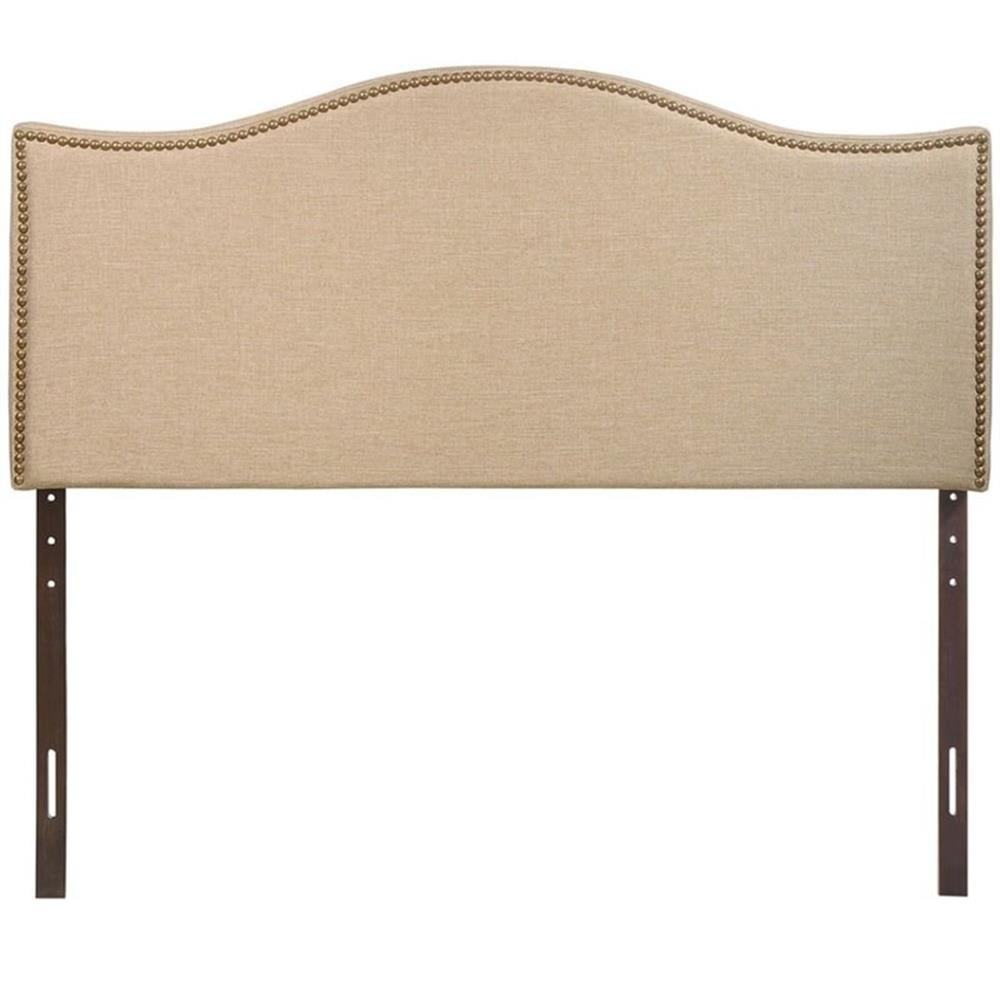 NewTitle: Pemberley Row Linen Cafe Upholstered Queen Panel Headboard Rectangular Nailhead Trim 51.5" x 62.5" x 3.5"