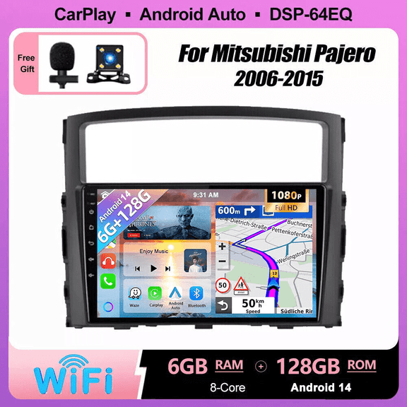 Car Stereo Radio For Mitsubishi Pajero 2006-2015 Android 14 6G RAM 128GROM Carplay Android Auto